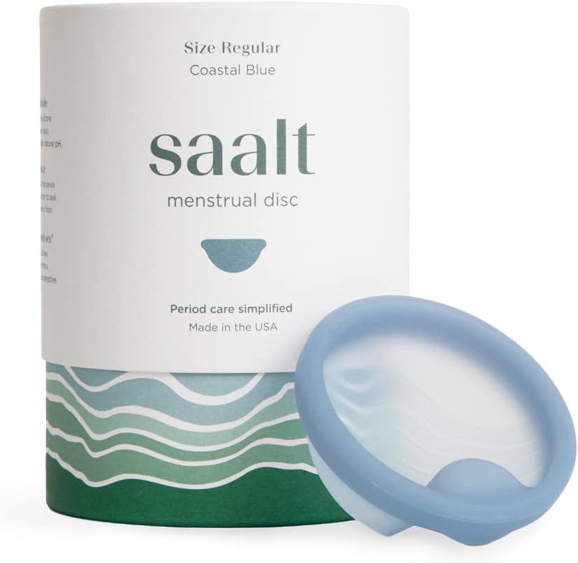 Saalt Menstrual Disc Regular Coastal Blue front view medical grade silicone