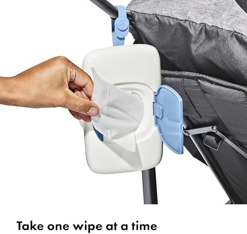 OXO Tot baby wipes dispenser attached to a stroller handle