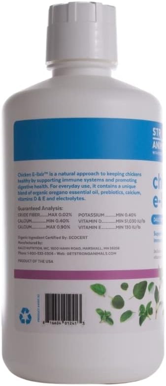 Strong Animals Chicken Elixir daily water additive organic oregano oil ingredients panel