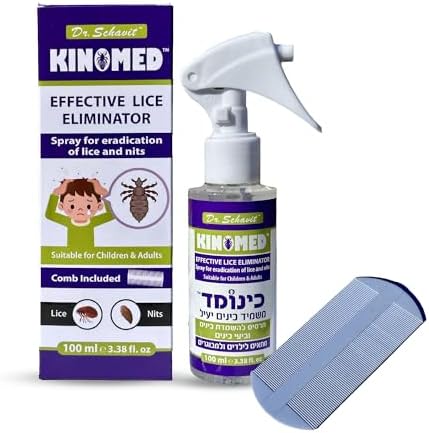 USA imported Kinomed lice eliminator bottle and fine tooth comb set.