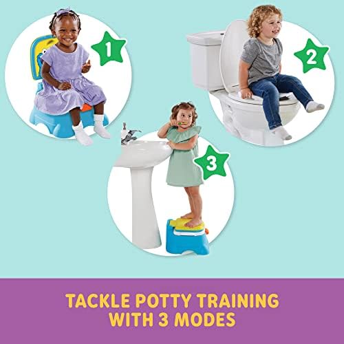 Toddler using Cookie Monster potty trainer with flush handle