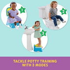 Toddler using Cookie Monster potty trainer with flush handle