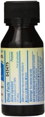 Close up of Kadielona Iodine Tincture labels and packaging