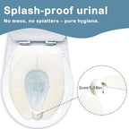 Deeki white travel potty seat unfolded on a standard home toilet bowl