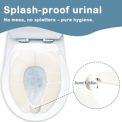 Deeki white travel potty seat unfolded on a standard home toilet bowl