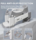Widened anti slip step pedal and stable base feet of the child toilet ladder