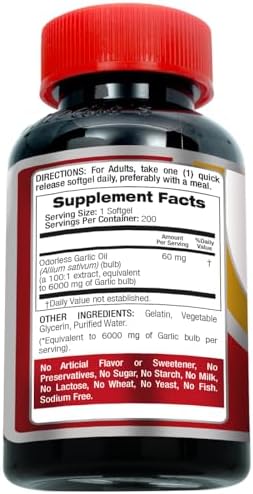 Fito Medics Lab 6000 milligram garlic softgels daily immune booster supplement