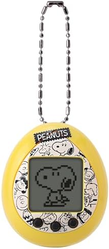 Tamagotchi Nano Peanuts virtual pet nested inside its red Snoopy doghouse silicone case