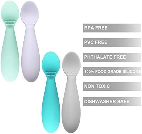 Ergonomic non slip fat handle of the baby training utensil for easy gripping.