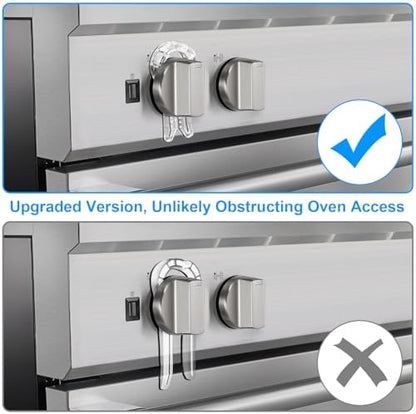 Esenharber knob safety covers installed on kitchen stove