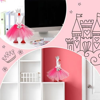 Magnetic desk goose wearing heart necklace and tutu dress