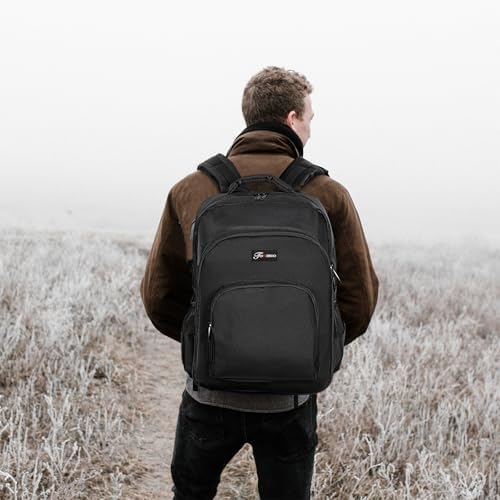 Toribio portable styling backpack open with laptop sleeve