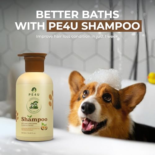 Pe4u coconut and olive oil pet shampoo for odor control and reduced shedding