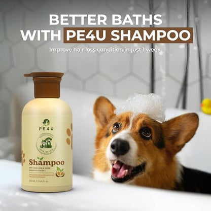 Pe4u coconut and olive oil pet shampoo for odor control and reduced shedding