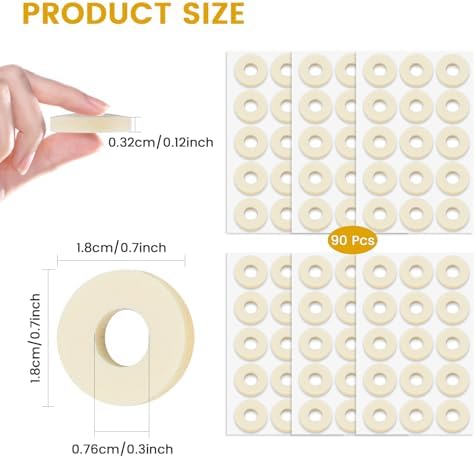 Close-up view of the round self-stick adhesive latex foam patches for toe pressure relief