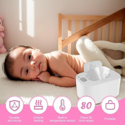 Pink baby wipe warmer with LED digital temperature display