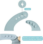 Close-up of the adjustable four-button neck strap on the PandaEar silicone bib