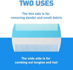 Two pack of blue lice combs with ergonomic handles for kids and adults.