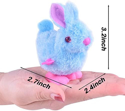 Plush hopping novelty chicken toy pack in pink and blue colors.