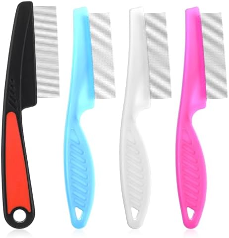 Wotsriab professional stainless steel lice comb front view showing red and blue handles.