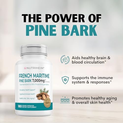Purely Holistic pine bark extract 7000mg supplement bottle showing ingredient facts panel