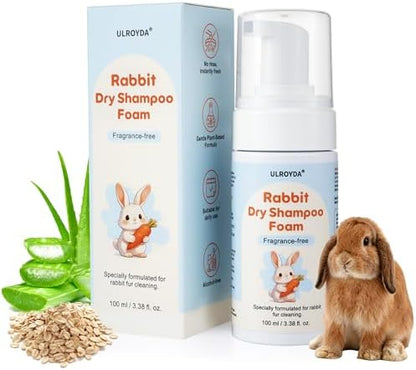 Fragrance free dry shampoo foam for rabbits and small pets