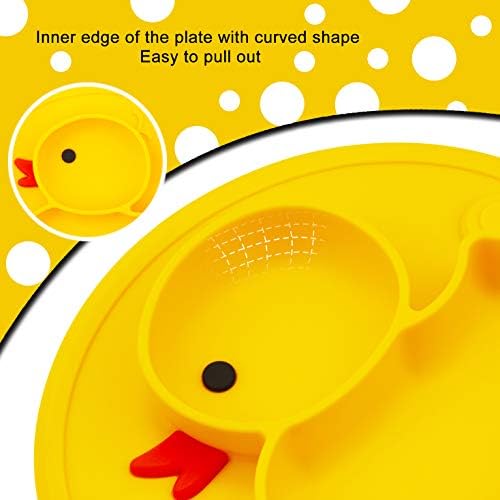 Three divided compartments of the Linowos toddler dinner plate filled with baby food