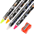 Hariendny 4 pack rhinestone picker tool front view featuring four white wax pencils and a pencil sharpener for nail art.