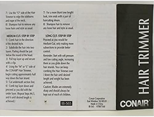 Close up view of the durable stainless steel blades and contoured handle on the Conair corded electric personal care trimmer.