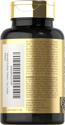 Side view of Carlyle glucose metabolism support supplement bottle detailing premium ingredient quality