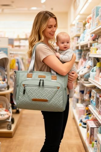 Fhelad large baby tote bag showing wide-open main compartment