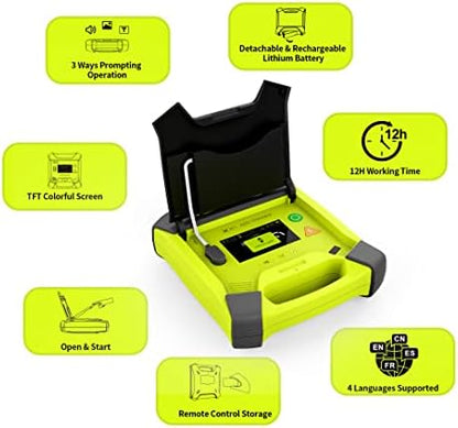 AED trainer device with rechargeable battery and remote control