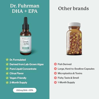 Dr. Fuhrman DHA plus EPA purity 60 servings liquid supplement side packaging instructions