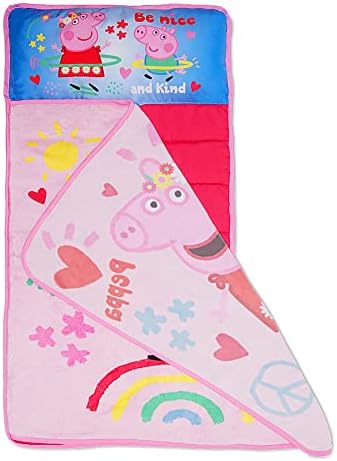 Rolled up NoJo Peppa Pig nap mat with carry handle