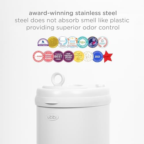 Ubbi steel diaper pail in a modern nursery setting