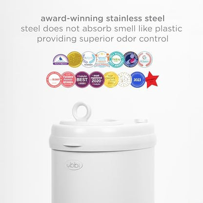 Ubbi steel diaper pail in a modern nursery setting