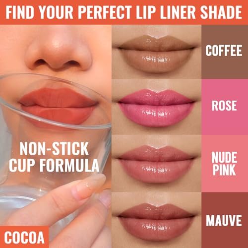 Vevivia 4pcs Lip Stain Peel Off - Lip Liner Stain Long Lasting Waterproof with Tweezer,2-in-1 Lip Liner Matte, Non-Stick Cup,Stay On All Day,Perfect for Gift(Cocoa+Rose+Nude+Mauve) - Image 4