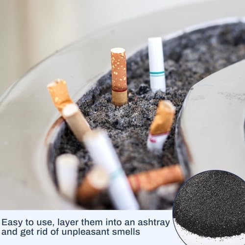 Top down view of black silica sand ashtray refill