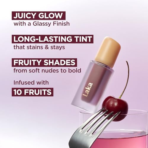 Laka Fruity Glam Tint, 4.5g/0.15oz, Glowing Lip Stain with Wide Color Spectrum, Hydrating & Lightweight Texture, Buildable Color, Non-Sticky, Vegan, K-Beauty (#123 Unsweet berry) - Image 4