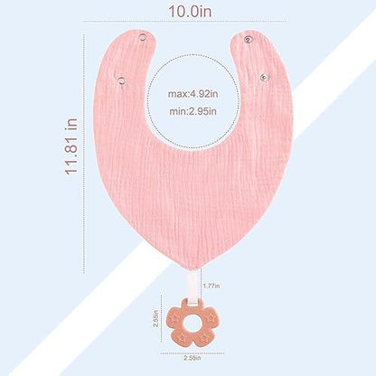 Top view of Vuminbox 6-pack baby drool bibs and teething toys set