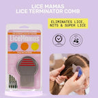 Four colorful nit removal combs in green blue orange and pink.