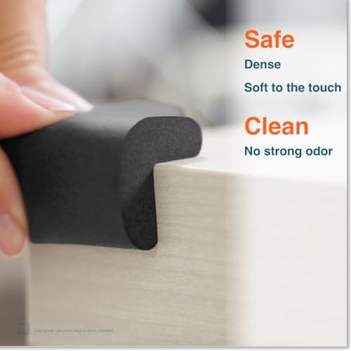 Roving Cove HeftyFit Corner Protector for Baby (4 Large Corners), Heavy-Duty Soft Rubber Foam Furniture Corner Bumper Guards, 3M Adhesive Pre-Taped, Onyx Black - Image 4