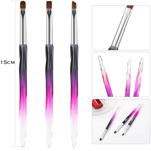 Close up of Gemsanva nail brush heads flat oval and angled