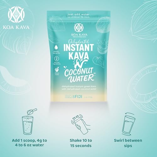 Koa Kava island style stress relief drink mix bag back view directions