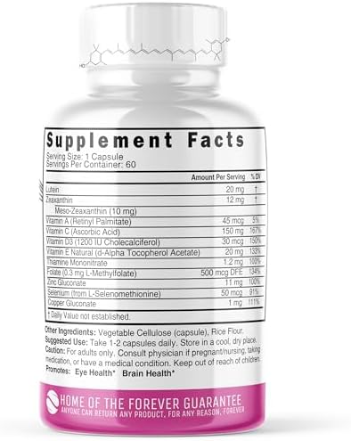 Close up of Nutri Lutein triple carotenoid formula label