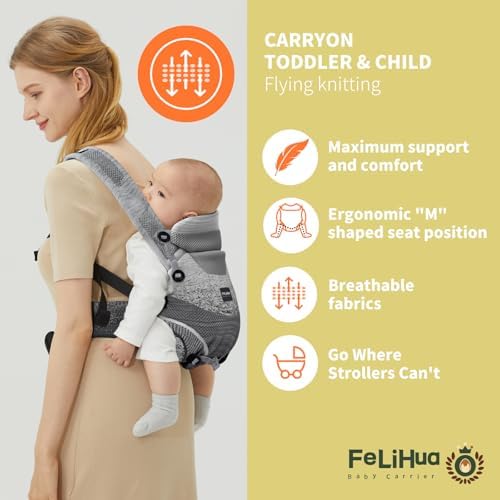 Side profile of Fe Li Hua ergonomic baby carrier with lumbar support