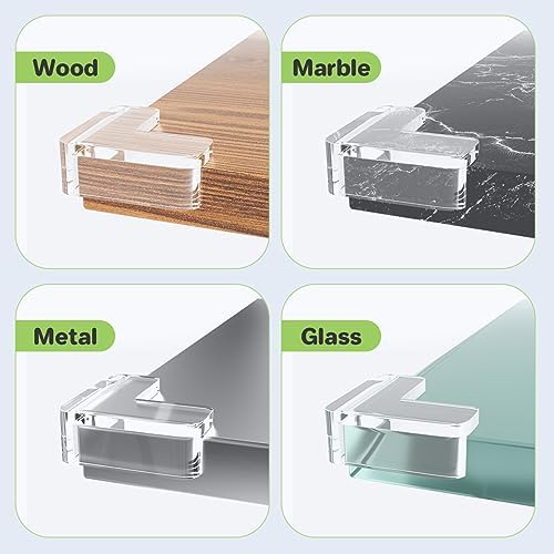 Transparent silicone corner protectors installed on a coffee table edge
