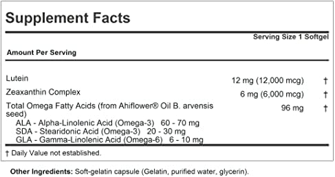 Andrew Lessman Maximum L+Z eye and brain health supplement label