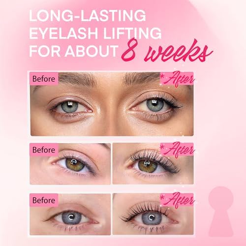 Ronkie eyelash perm kit unboxed showing numbered solutions and pink packaging.