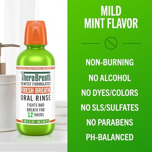 TheraBreath Dentist Formulated Fresh Breath Oral Rinse - Mild Mint Flavor, 16 Ounce (Pack of 2) - Image 7